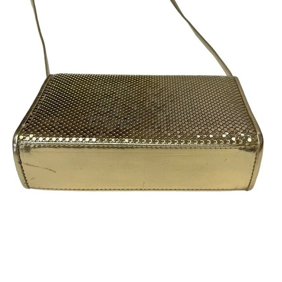 Whiting and Davis Gold Metal Mesh Clutch Shoulder or Crossbody Bag Strap Purse - Picture 5 of 14